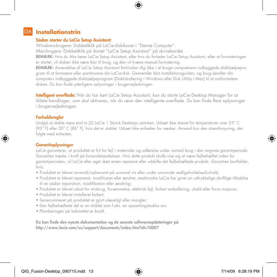Da installationstrin | LaCie Starck Desktop User Manual | Page 13 / 24
