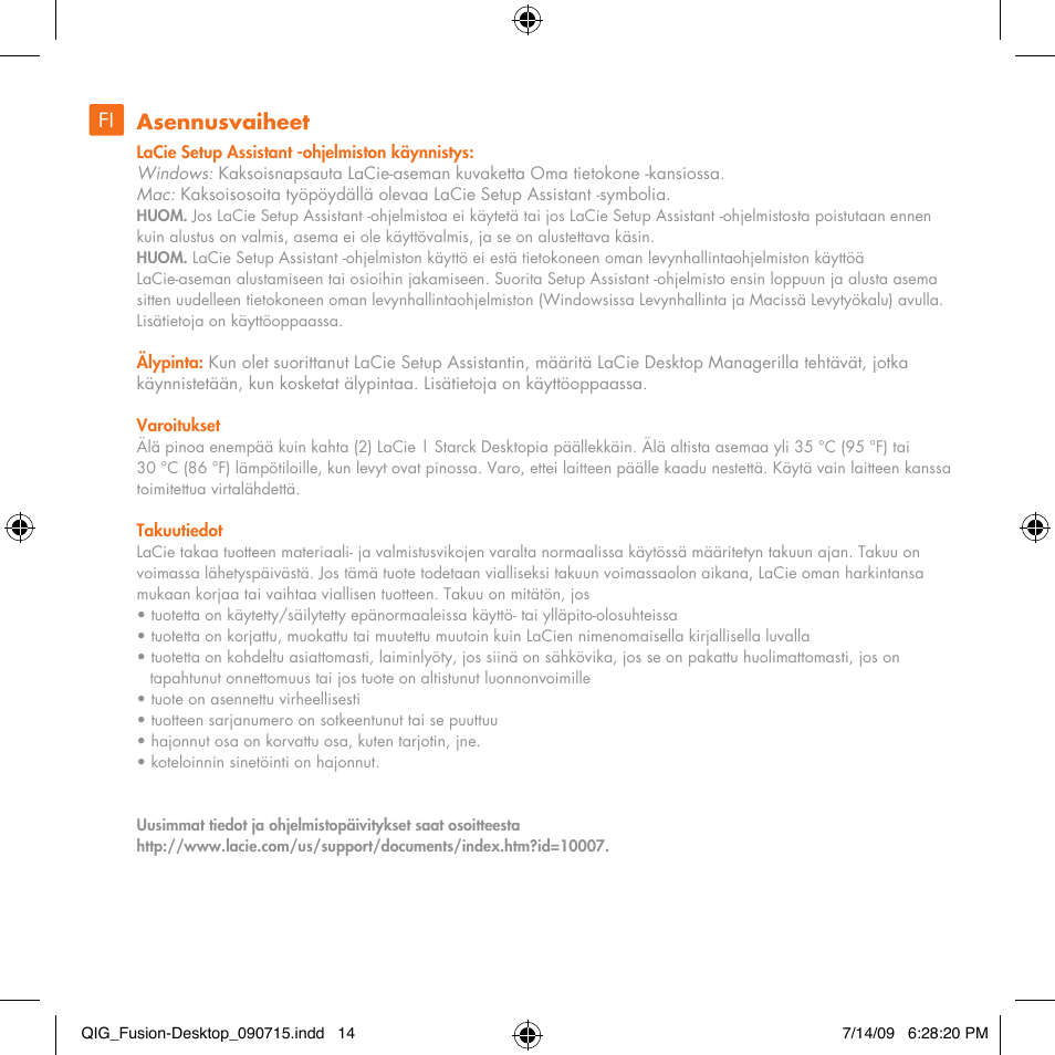 Fi asennusvaiheet | LaCie Starck Desktop User Manual | Page 14 / 24