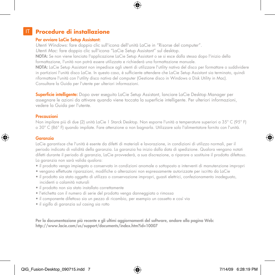 It procedure di installazione | LaCie Starck Desktop User Manual | Page 7 / 24