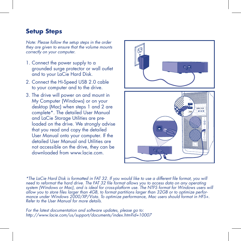 Setup steps | LaCie Computer Drive User Manual | Page 3 / 22