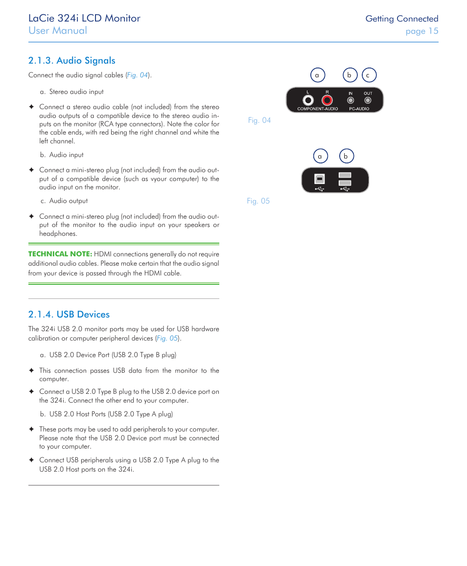 Audio signals, Usb devices, Audio signals 2.1.4. usb devices | Lacie 324i lcd monitor, User manual | LaCie 324I User Manual | Page 15 / 43