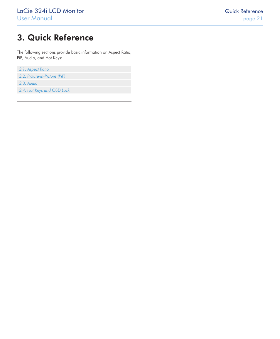 Quick reference | LaCie 324I User Manual | Page 21 / 43