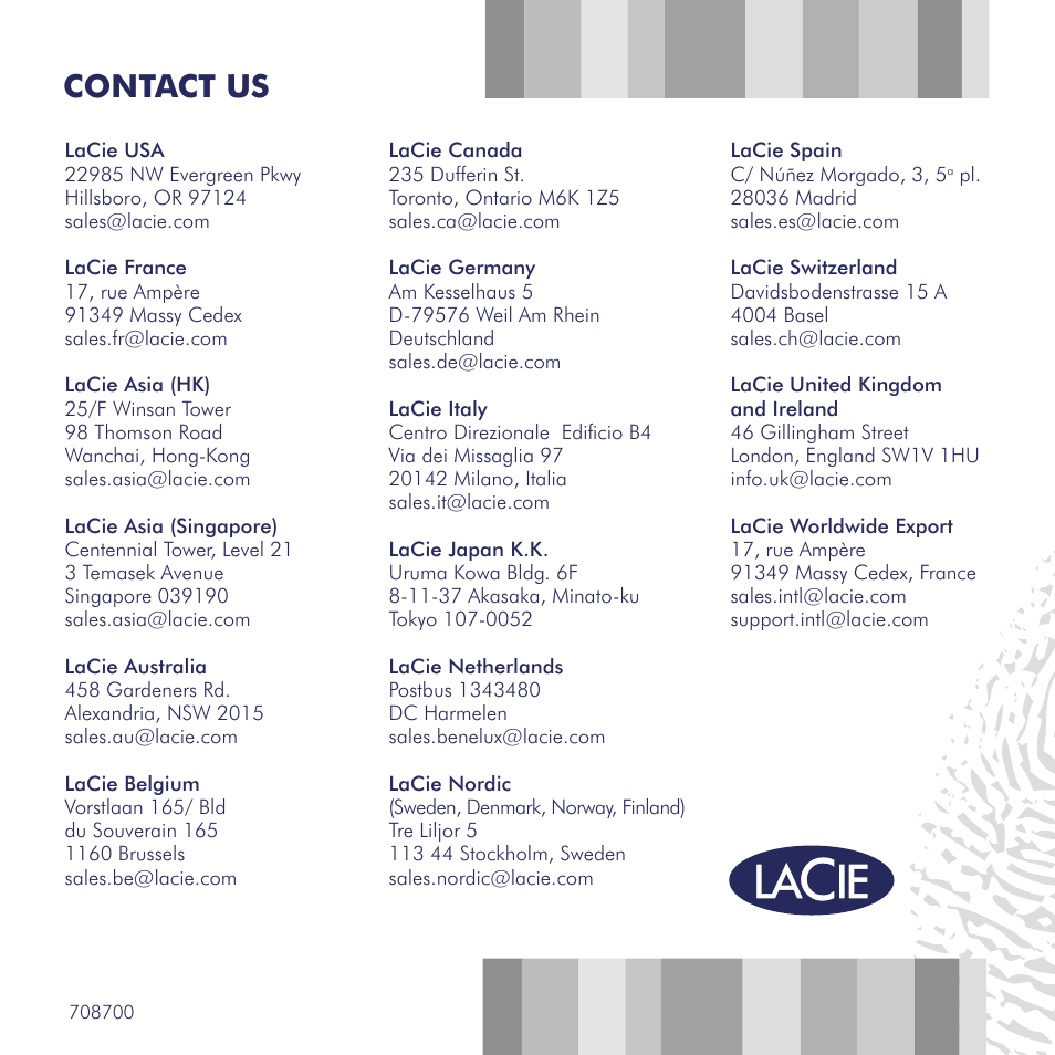 Quick start guide, Contact us | LaCie SAFE Mobile User Manual | Page 22 / 22