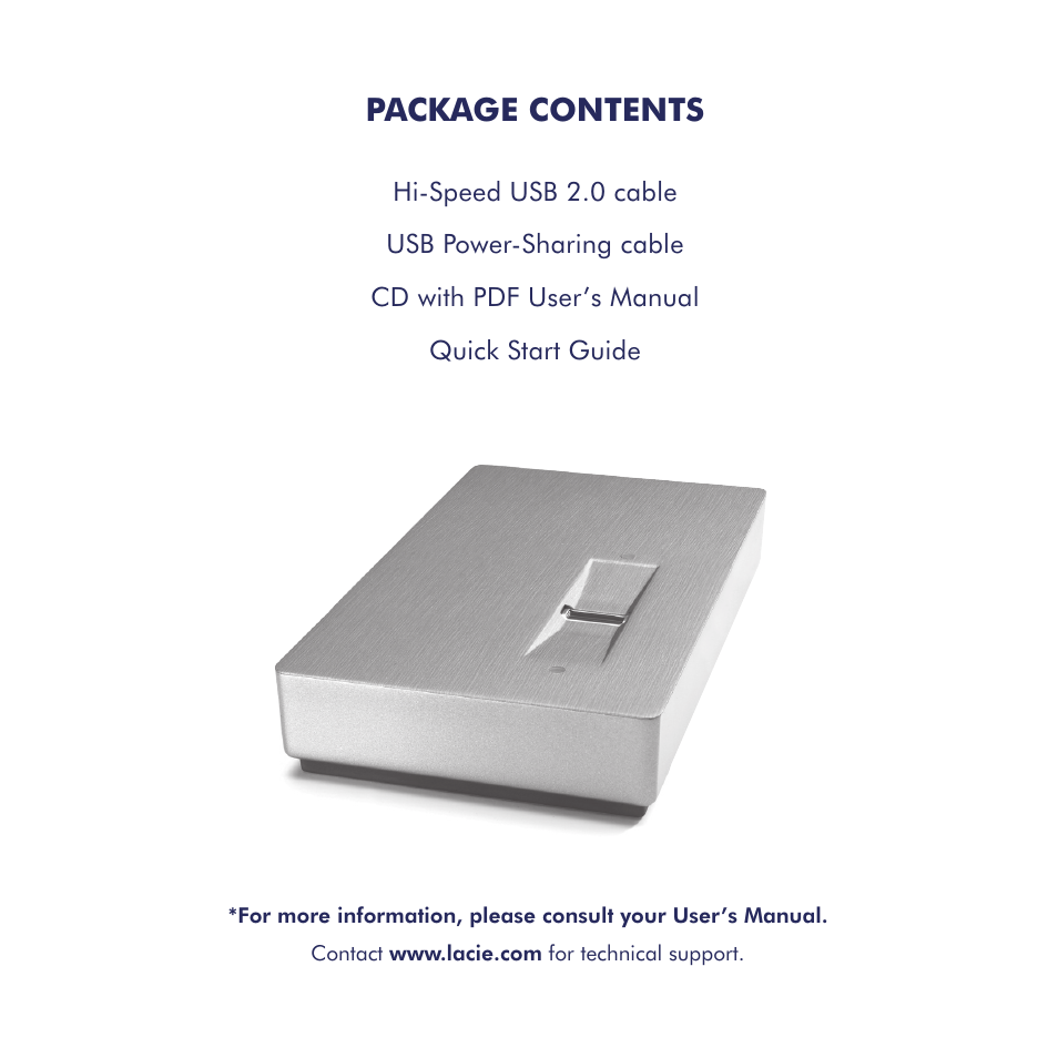 Package contents | LaCie SAFE Mobile User Manual | Page 3 / 22