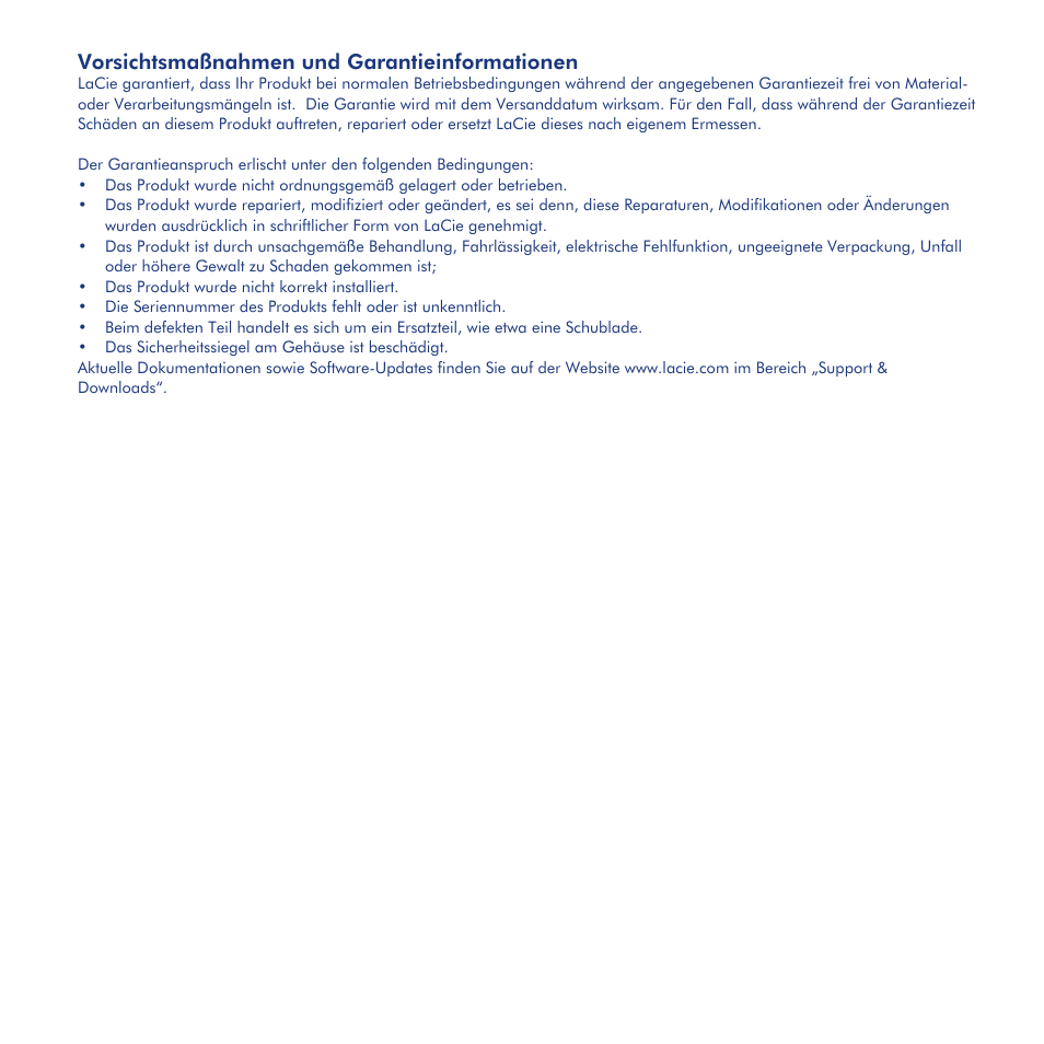 Einrichtung schritt für schritt, Verbindungstrennung, Vorsichtsmaßnahmen und garantieinformationen | LaCie Little Disk User Manual | Page 11 / 40