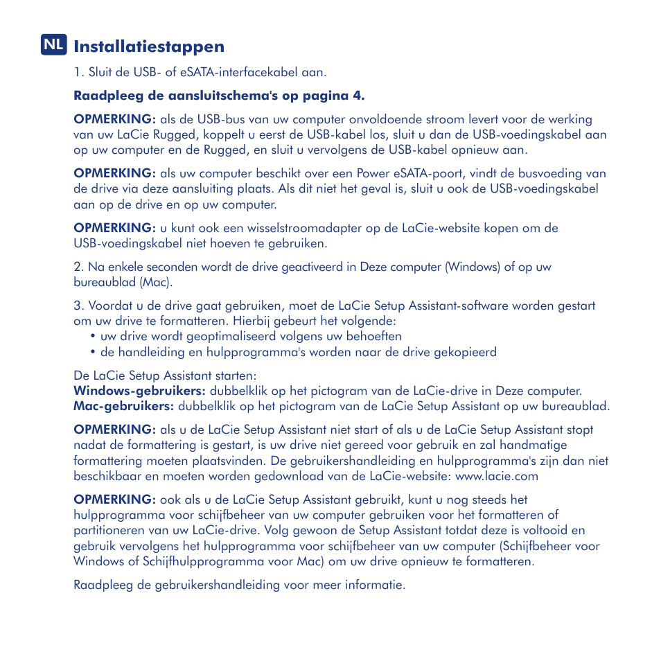 Installatiestappen | LaCie Rugged eSata User Manual | Page 11 / 24