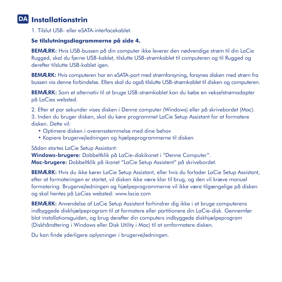 Installationstrin | LaCie Rugged eSata User Manual | Page 14 / 24