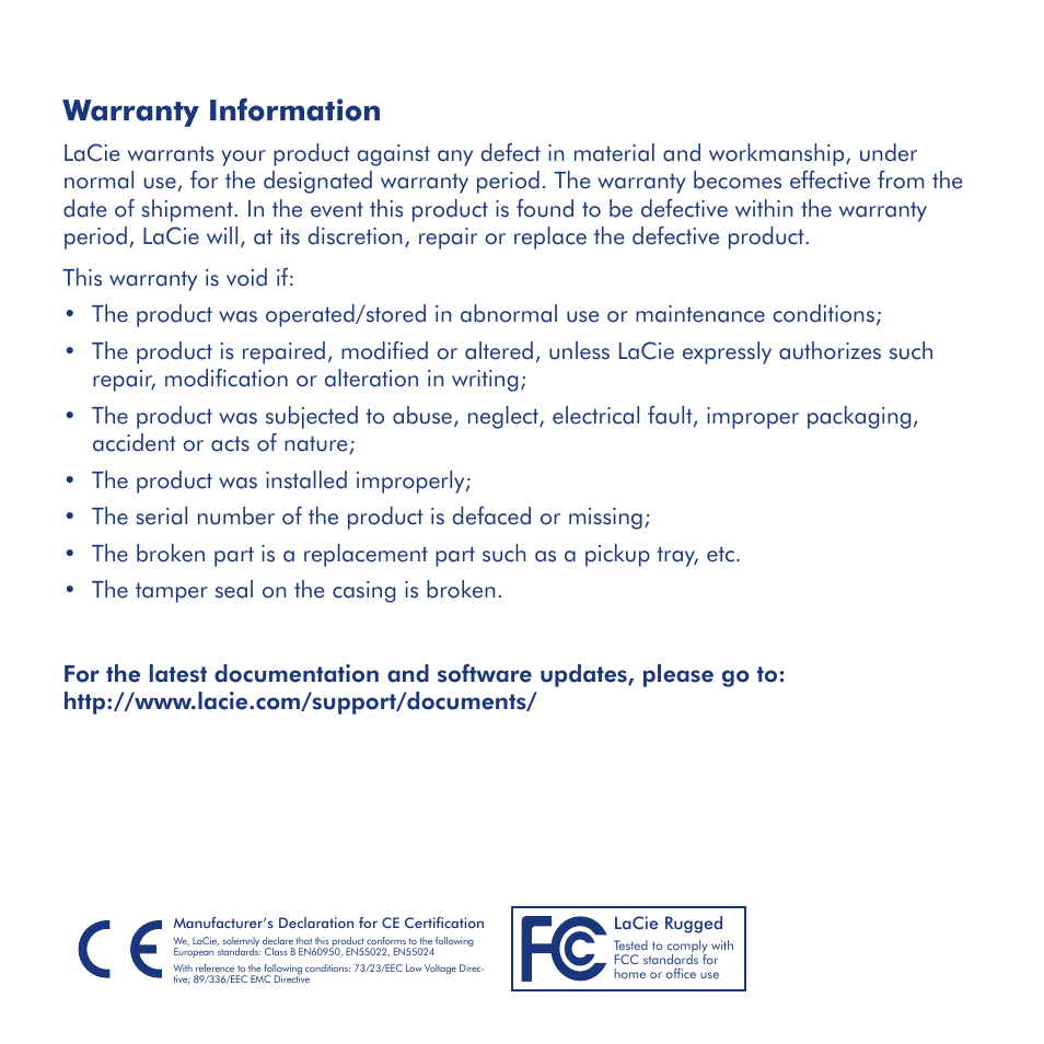 Warranty information | LaCie Rugged eSata User Manual | Page 6 / 24