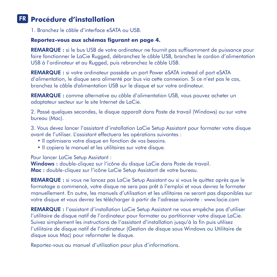Procédure d’installation | LaCie Rugged eSata User Manual | Page 7 / 24