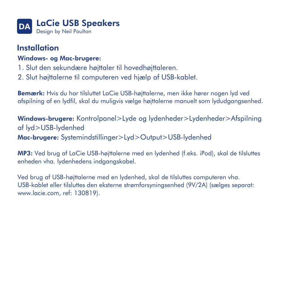 Lacie usb speakers | LaCie USB Speakers Design By Neil Poultan User Manual | Page 13 / 24