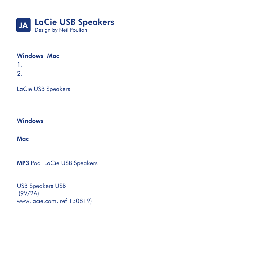 Lacie usb speakers | LaCie USB Speakers Design By Neil Poultan User Manual | Page 18 / 24