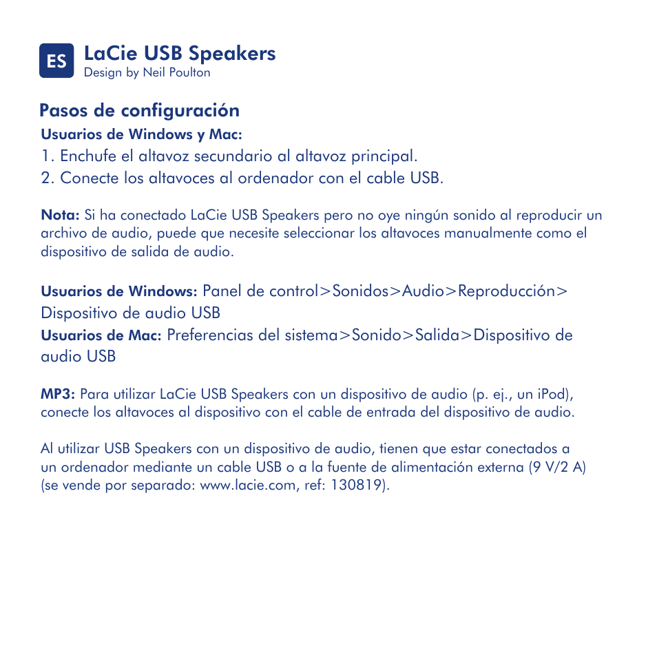 Lacie usb speakers | LaCie USB Speakers Design By Neil Poultan User Manual | Page 9 / 24