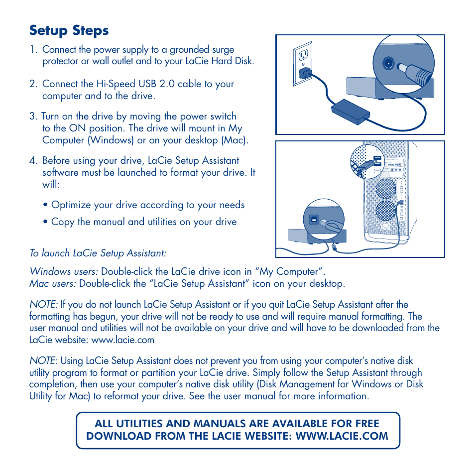 Setup steps | LaCie Design By Neil Poulton User Manual | Page 4 / 26