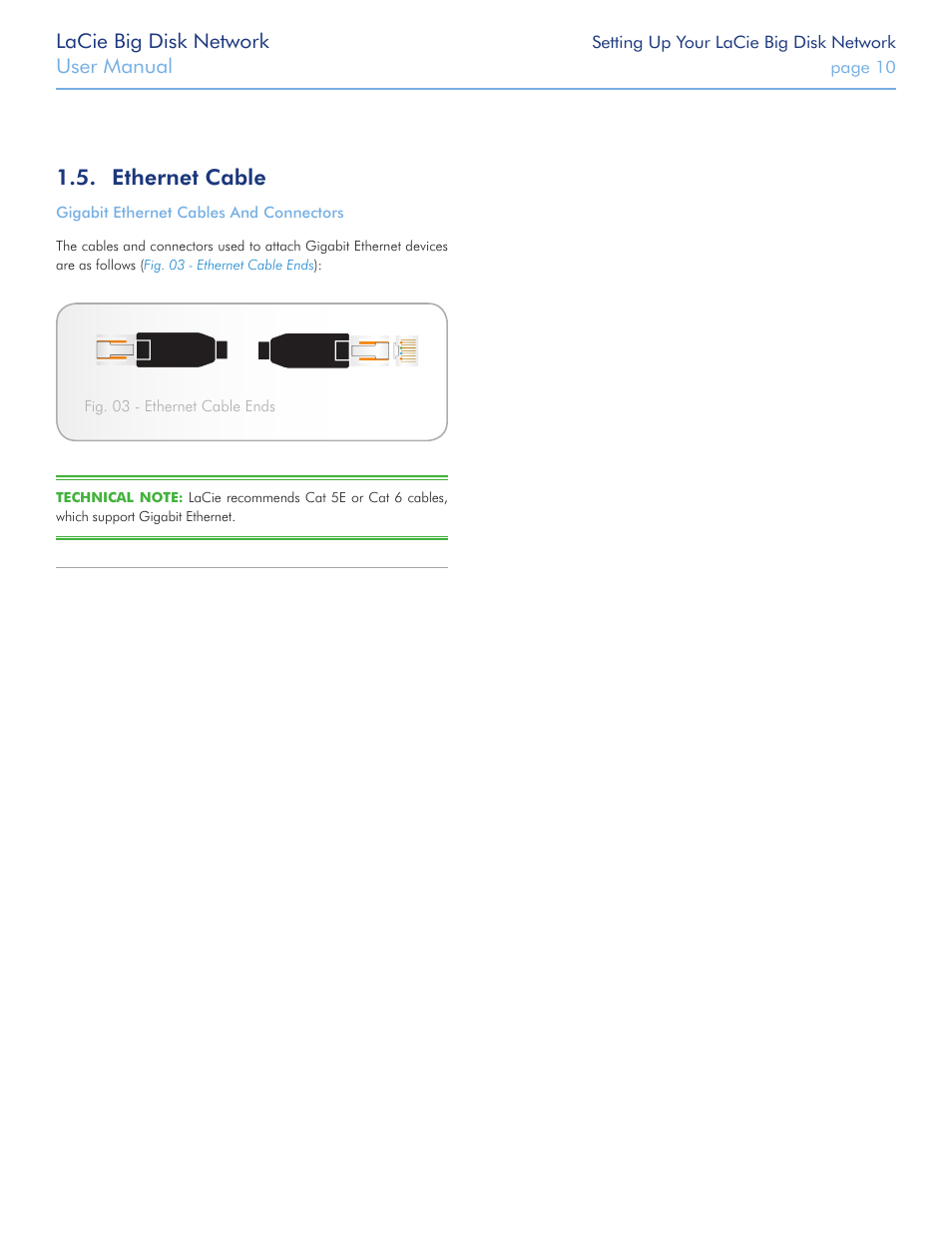 Ethernet cable, Lacie big disk network, User manual | LaCie Big Disk Network User Manual | Page 10 / 56