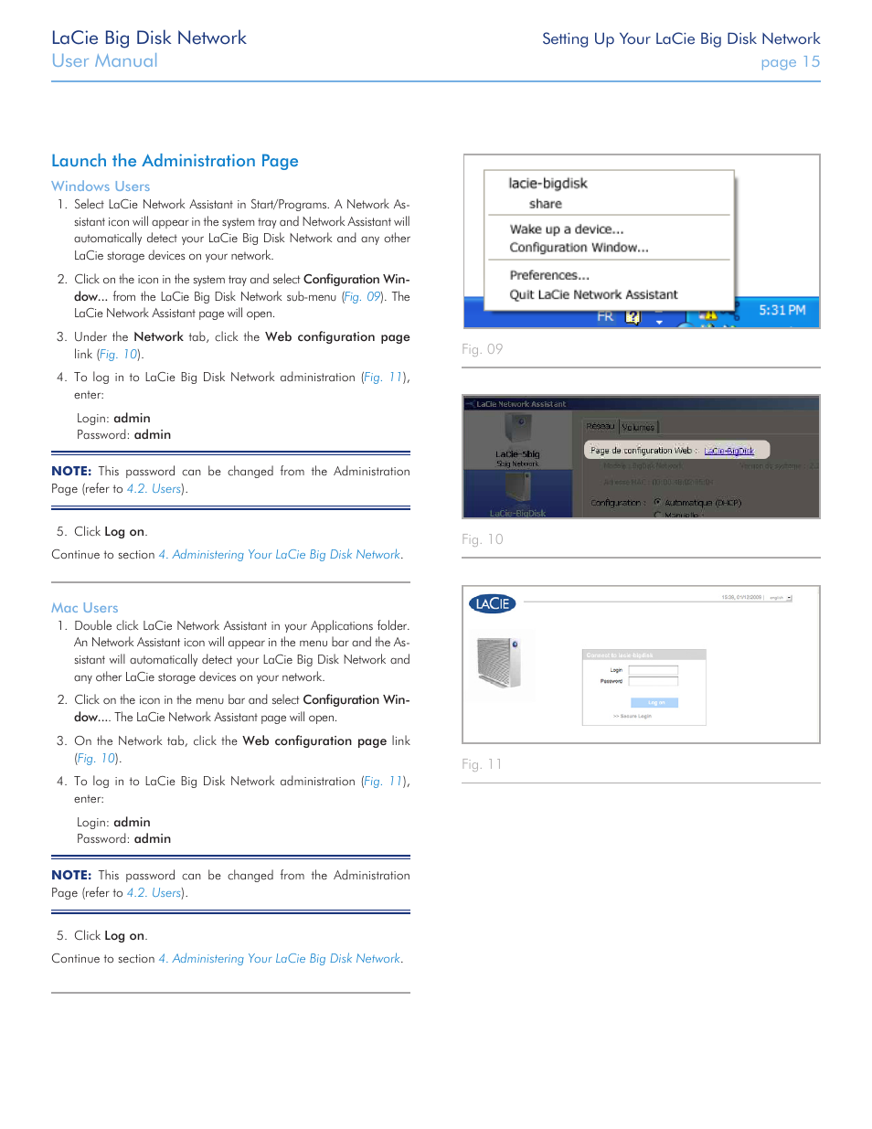 Lacie big disk network, User manual, Launch the administration page | LaCie Big Disk Network User Manual | Page 15 / 56