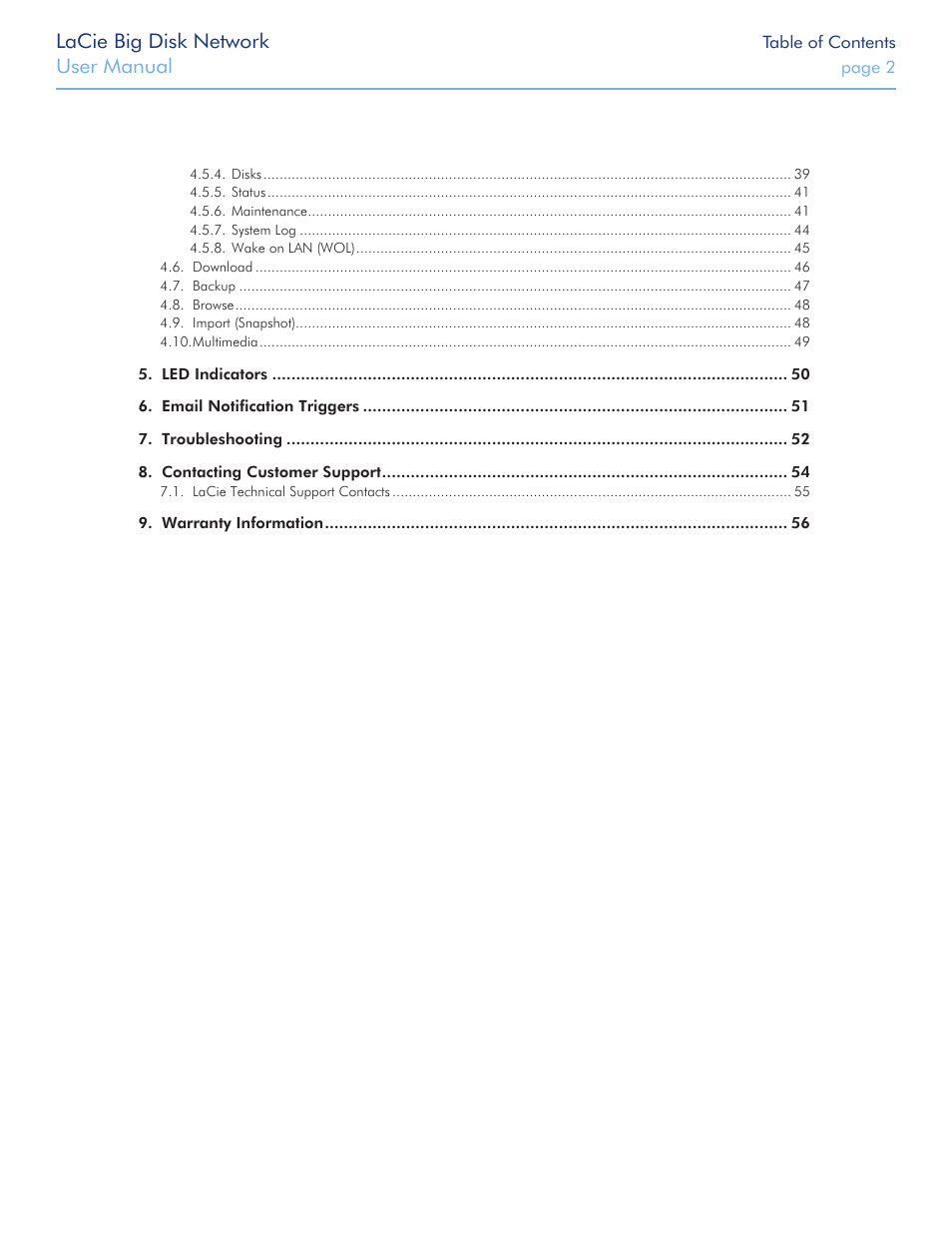 Lacie big disk network, User manual | LaCie Big Disk Network User Manual | Page 2 / 56