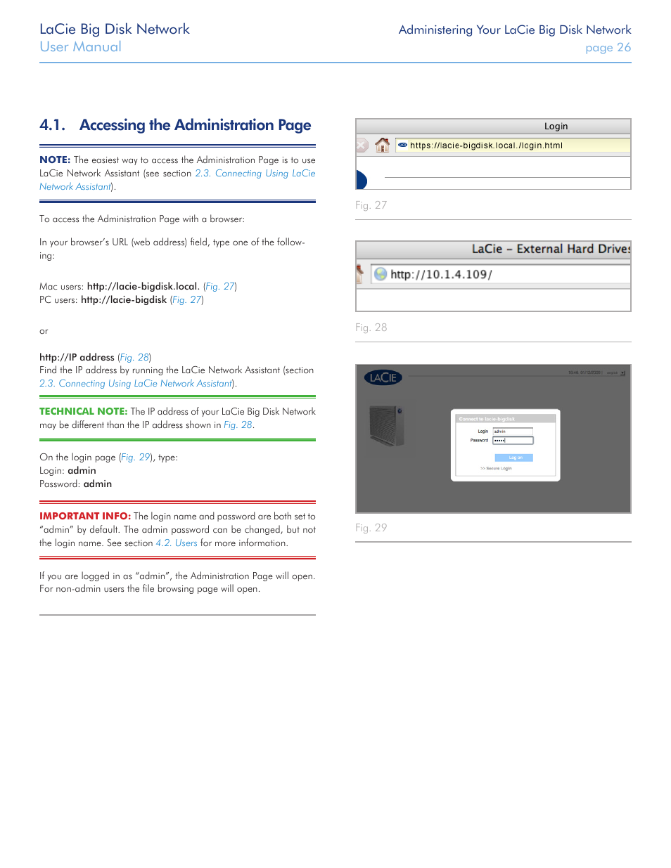 Accessing the administration page, Lacie big disk network, User manual | LaCie Big Disk Network User Manual | Page 26 / 56