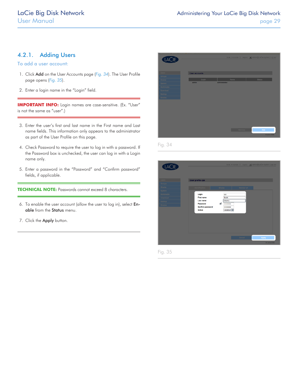Adding users, Lacie big disk network, User manual | LaCie Big Disk Network User Manual | Page 29 / 56