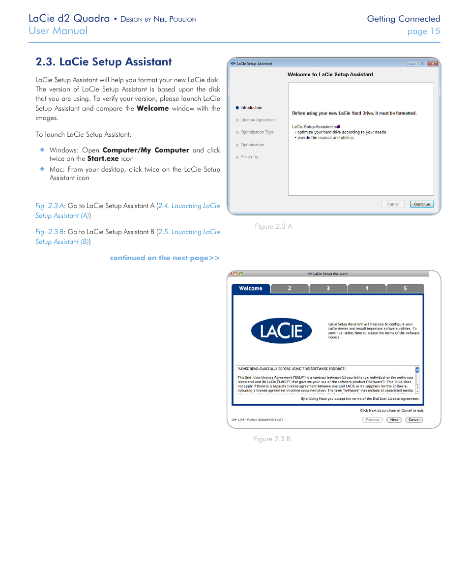 Lacie setup assistant, Lacie d2 quadra, User manual | LaCie FireWire 800 User Manual | Page 15 / 40