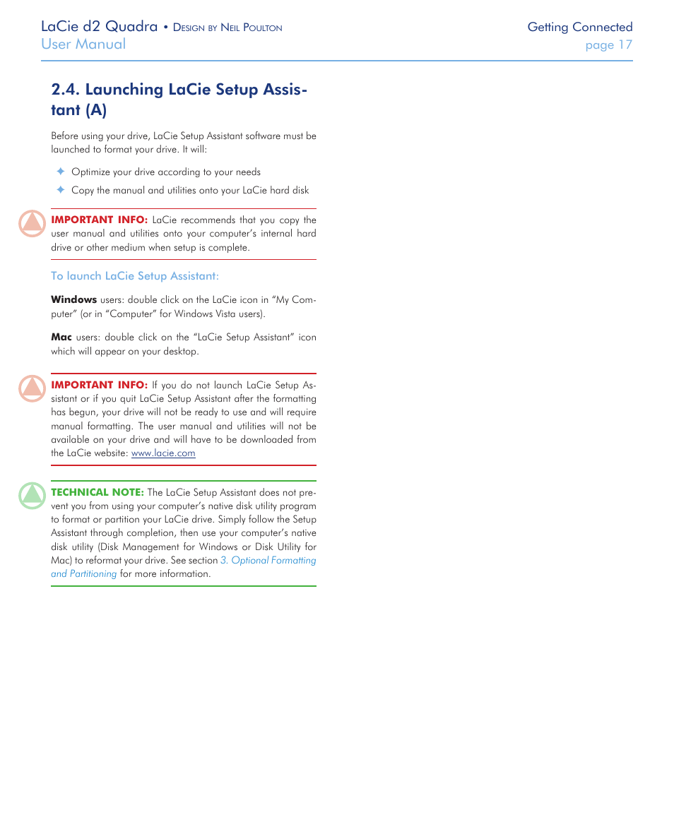 Launching lacie setup assistant (a), Launching lacie, Setup assistant (a) | Launching lacie setup assis- tant (a), Lacie d2 quadra, User manual | LaCie FireWire 800 User Manual | Page 17 / 40
