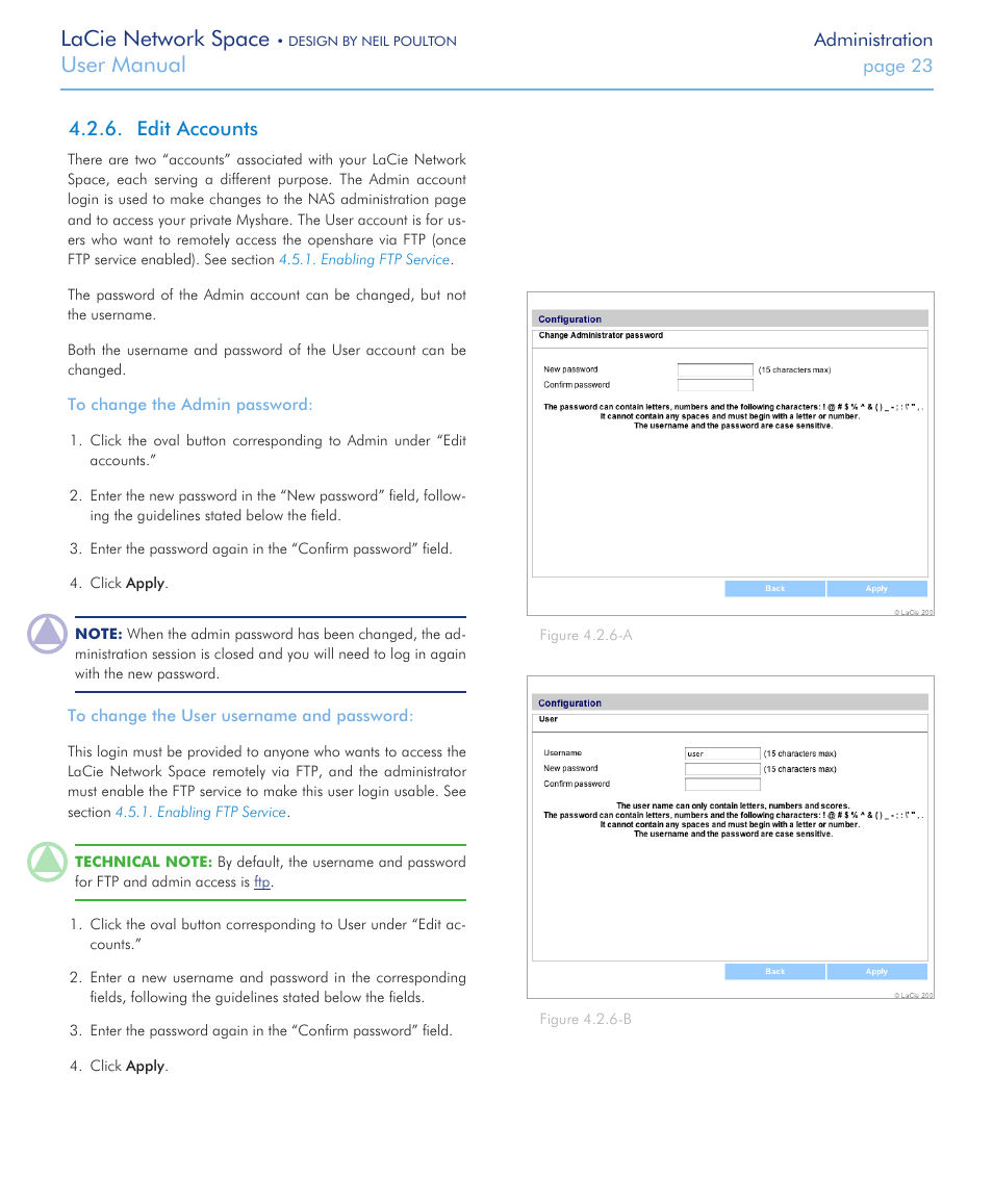 Edit accounts, Lacie network space, User manual | LaCie Network Space User Manual | Page 23 / 34