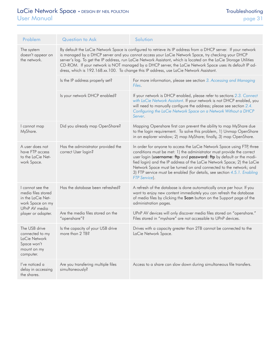 Lacie network space, User manual | LaCie Network Space User Manual | Page 31 / 34