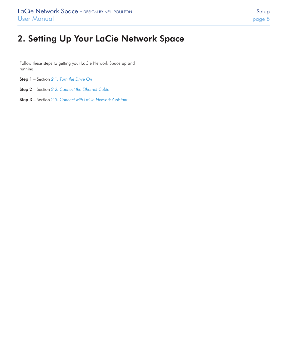 Setting up your lacie network space | LaCie Network Space User Manual | Page 8 / 34