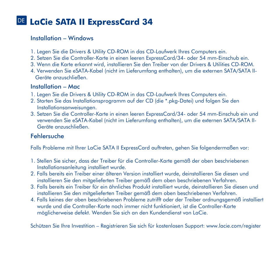 Lacie sata ii expresscard 34 | LaCie 34 User Manual | Page 8 / 24