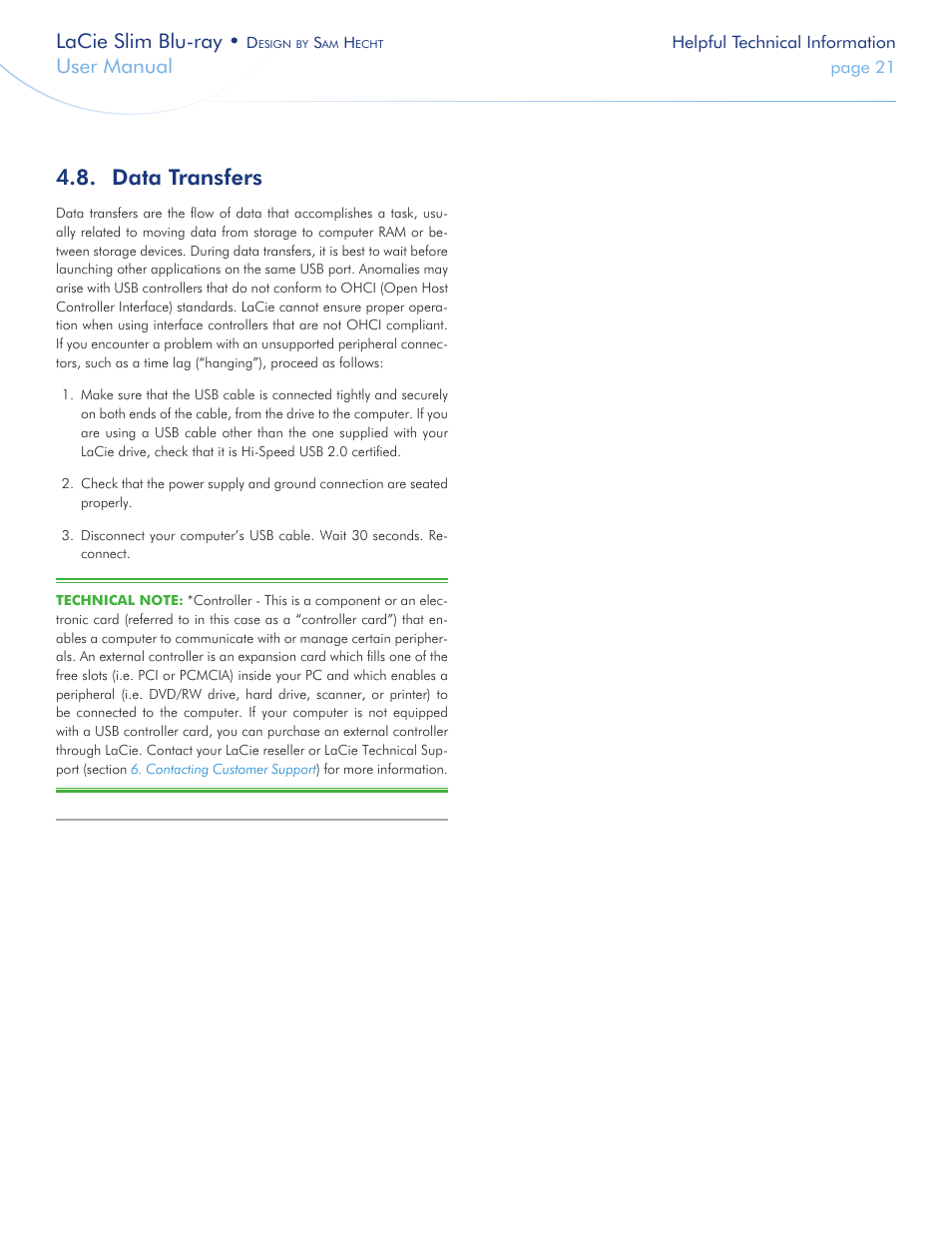 Data transfers, Lacie slim blu-ray, User manual | LaCie Slim Blu-ray User Manual | Page 21 / 28