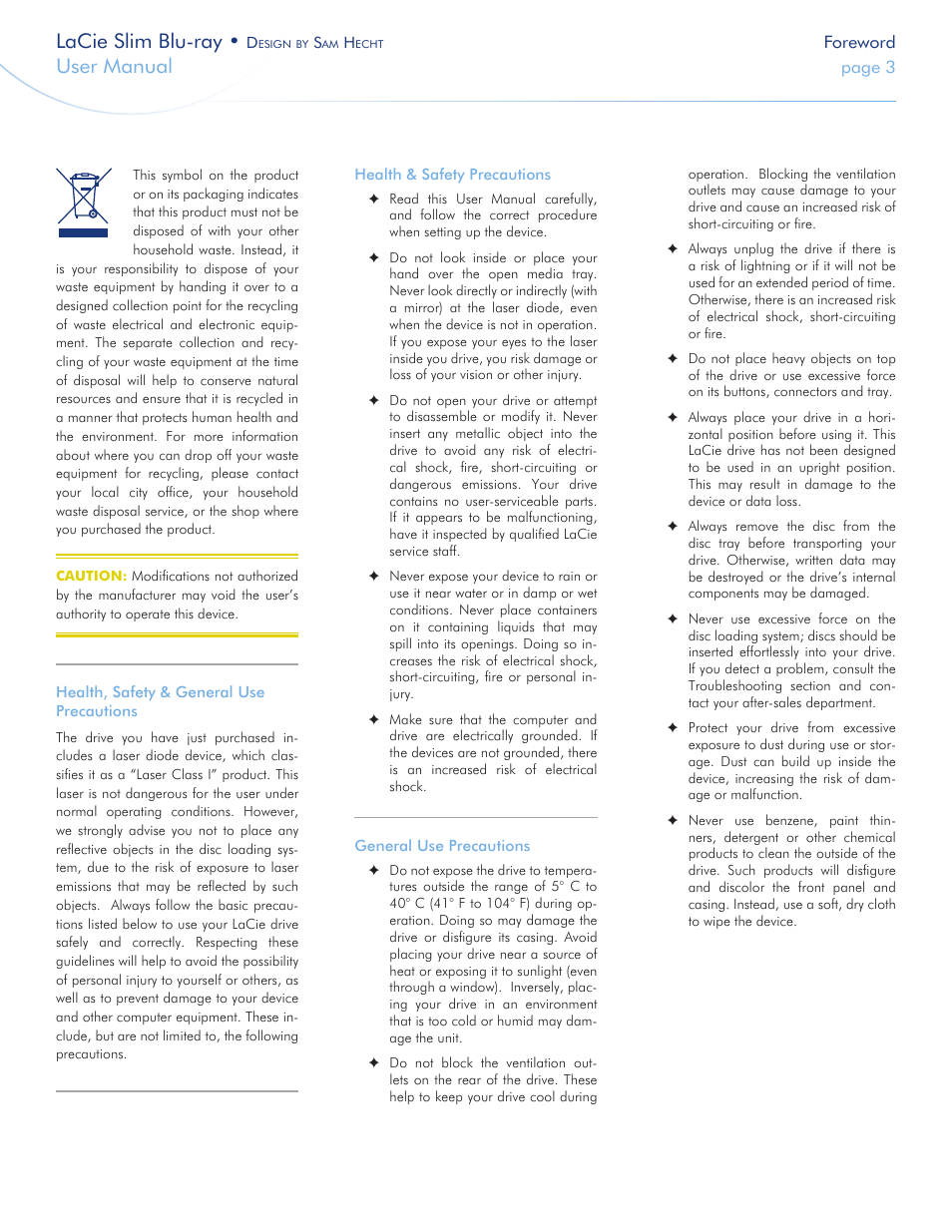 Lacie slim blu-ray, User manual | LaCie Slim Blu-ray User Manual | Page 3 / 28