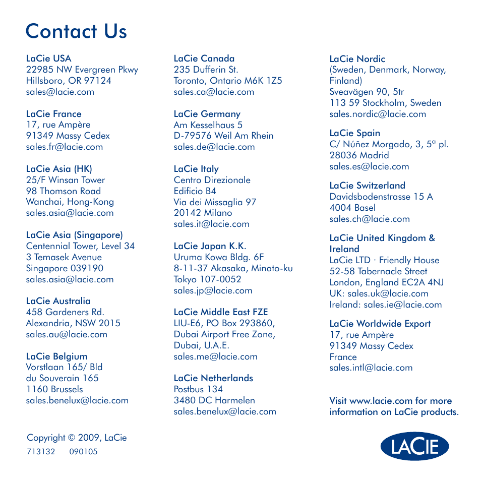 Contact us | LaCie 2big metwork User Manual | Page 24 / 24