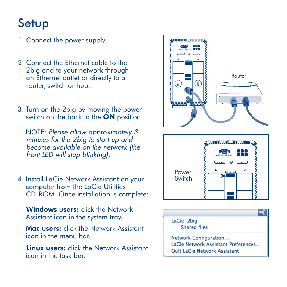 Setup | LaCie 2big metwork User Manual | Page 4 / 24