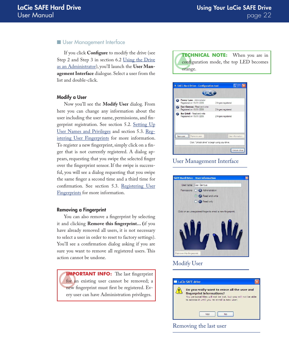 User management interface, Lacie safe hard drive user manual page | LaCie SAFE User Manual | Page 22 / 45