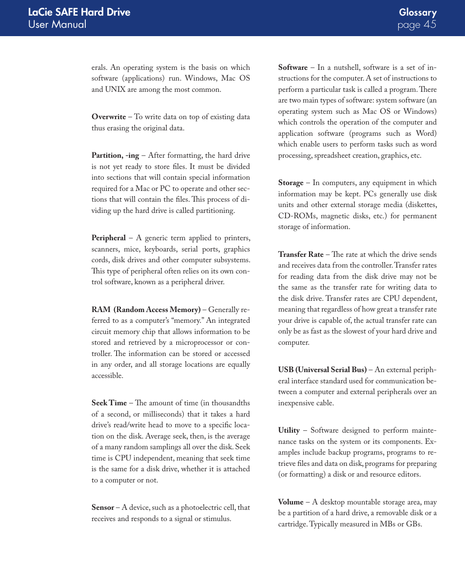 Lacie safe hard drive user manual page | LaCie SAFE User Manual | Page 45 / 45