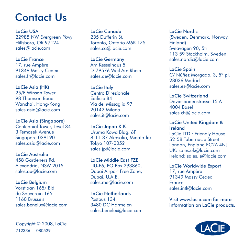 Contact us | LaCie 2big Quadra User Manual | Page 24 / 24