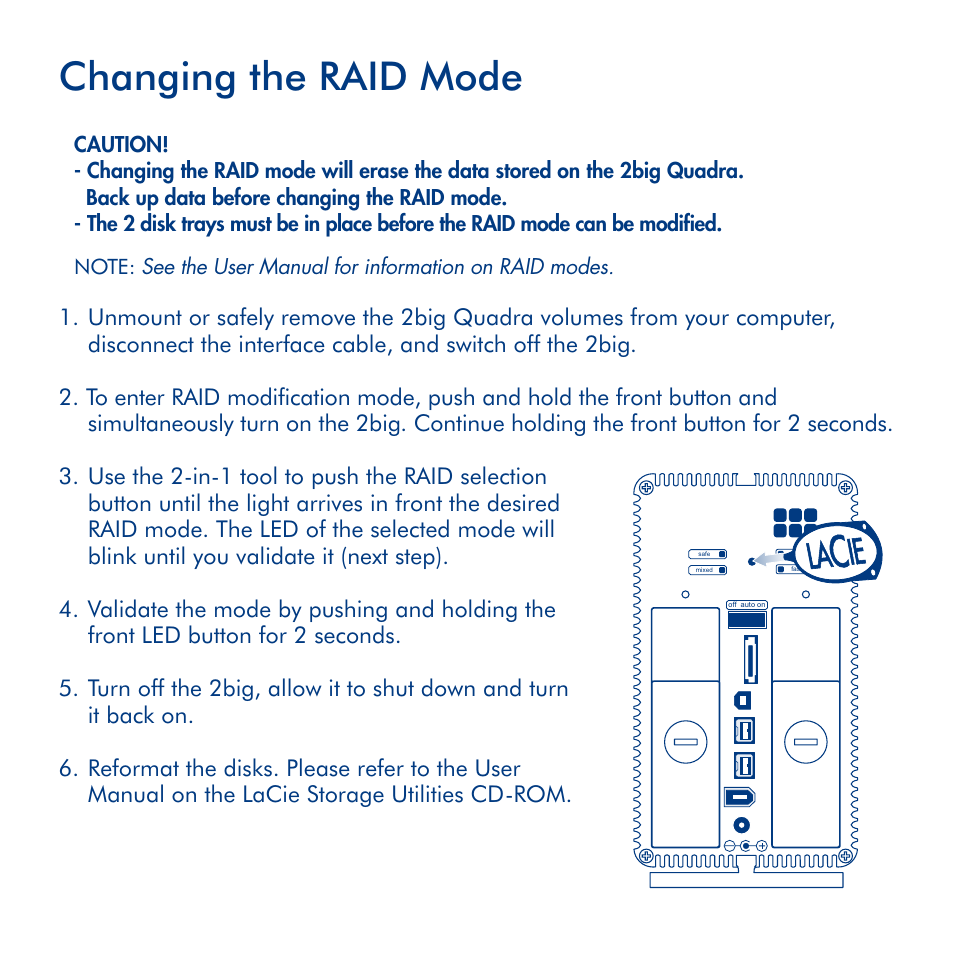 Changing the raid mode | LaCie 2big Quadra User Manual | Page 6 / 24
