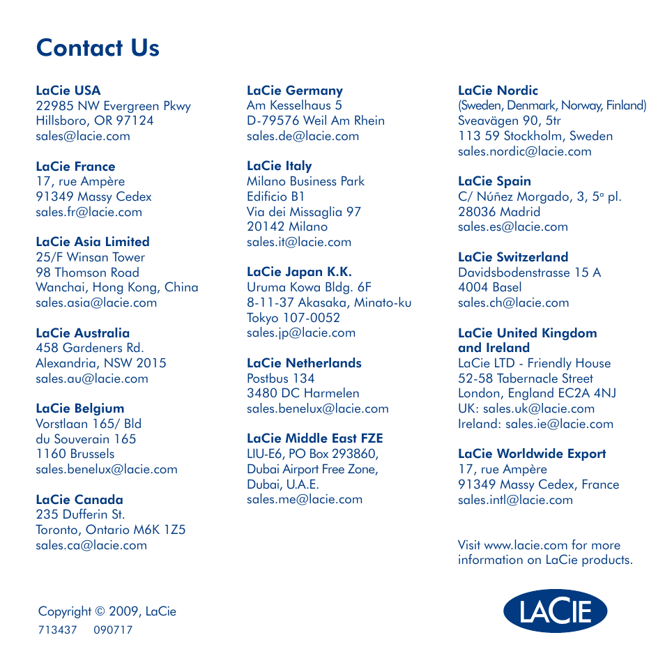 Contact us | LaCie Sound 2 User Manual | Page 24 / 24