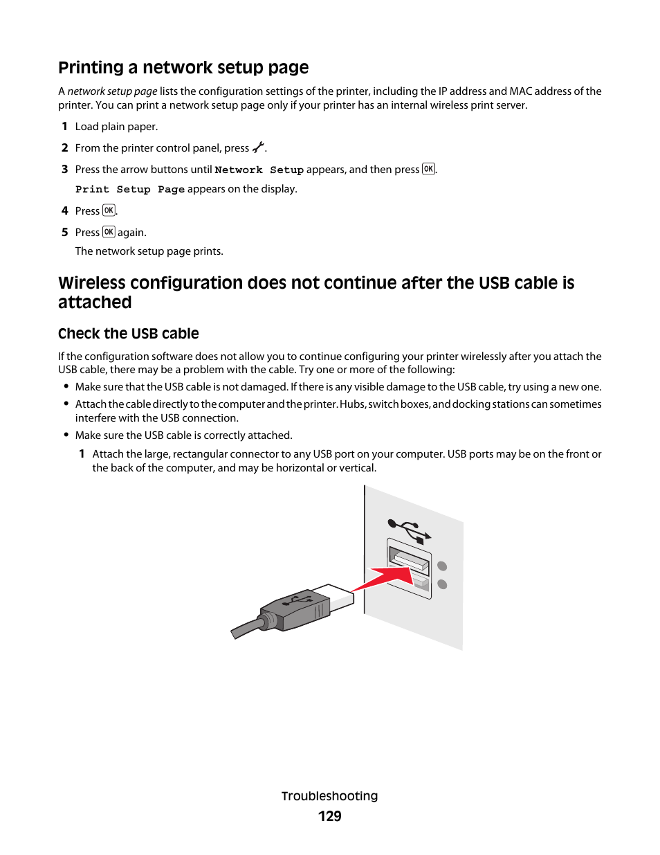 Printing a network setup page | Lexmark 5600 Series User Manual | Page 129 / 173