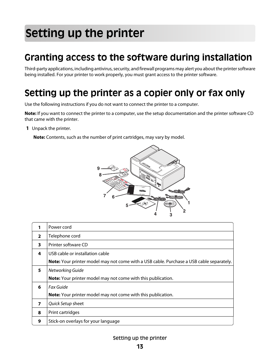 Setting up the printer | Lexmark 5600 Series User Manual | Page 13 / 173