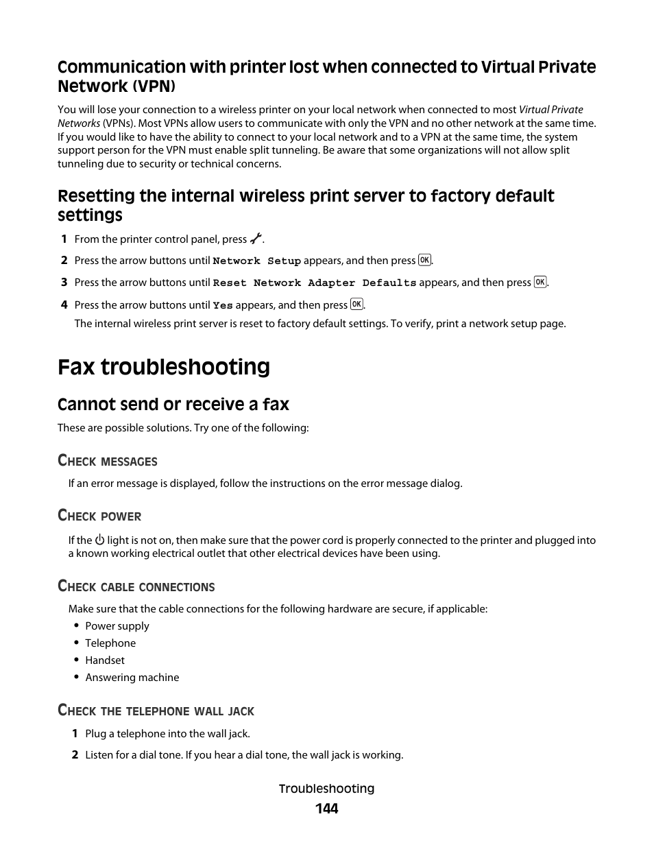 Fax troubleshooting, Cannot send or receive a fax | Lexmark 5600 Series User Manual | Page 144 / 173