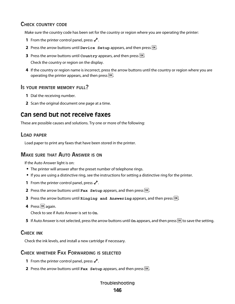 Can send but not receive faxes | Lexmark 5600 Series User Manual | Page 146 / 173