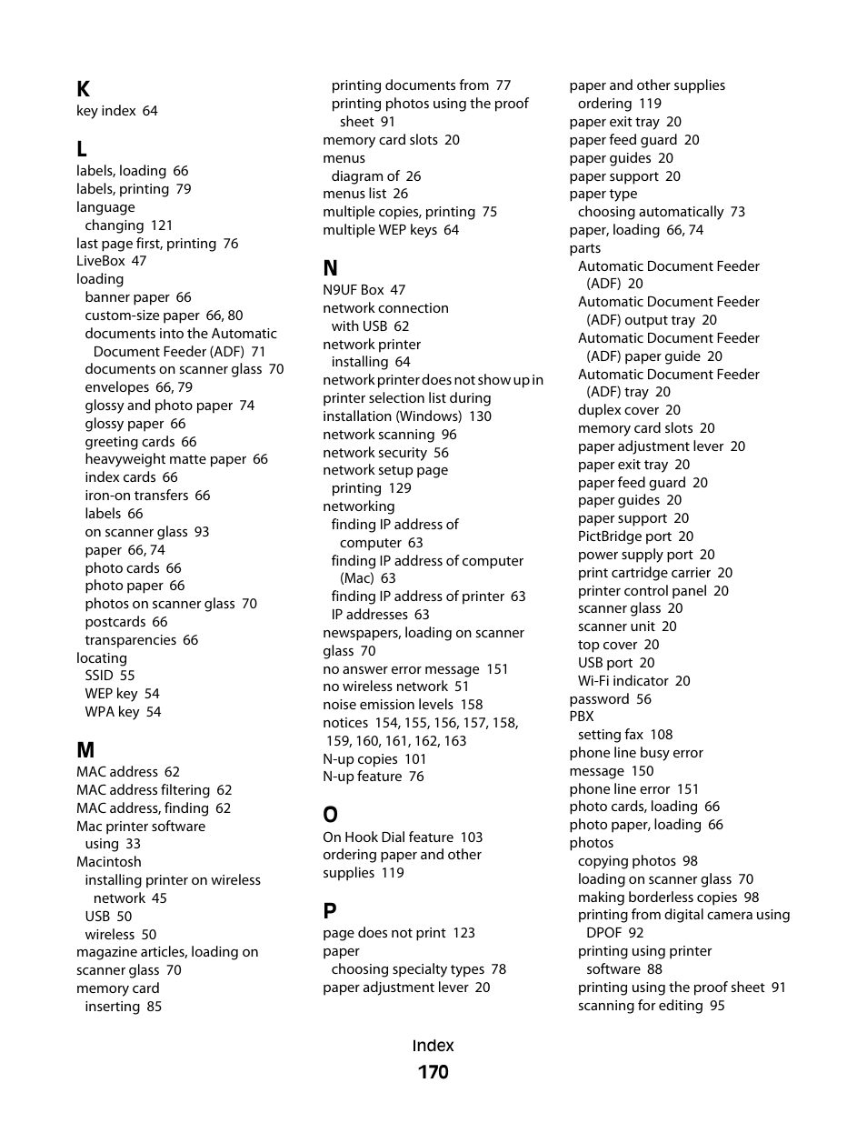 Lexmark 5600 Series User Manual | Page 170 / 173