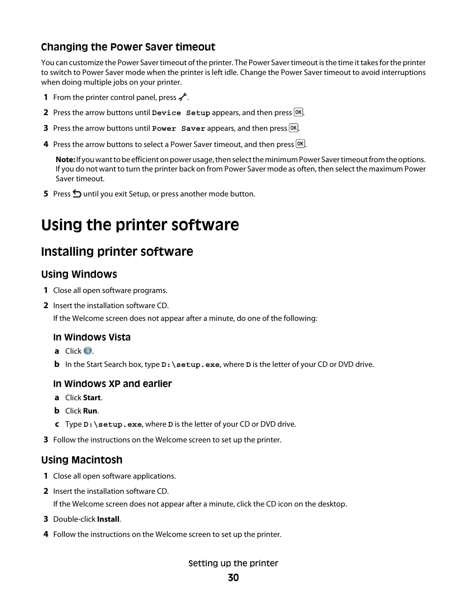 Using the printer software, Installing printer software | Lexmark 5600 Series User Manual | Page 30 / 173