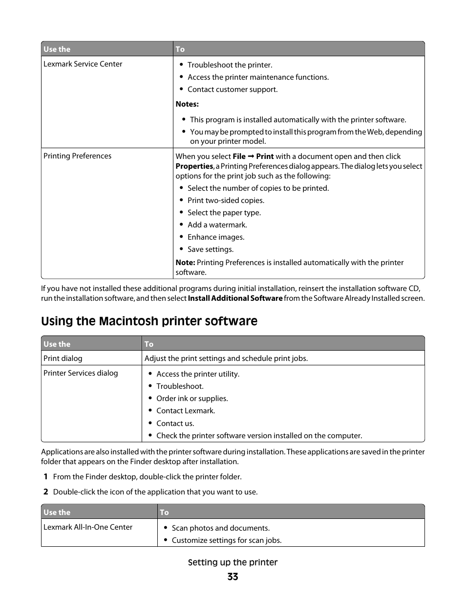 Using the macintosh printer software | Lexmark 5600 Series User Manual | Page 33 / 173