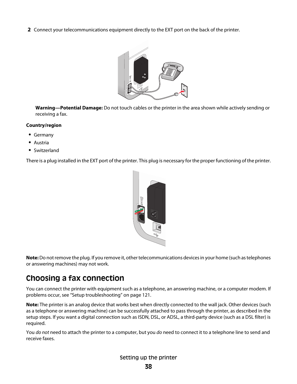 Choosing a fax connection | Lexmark 5600 Series User Manual | Page 38 / 173