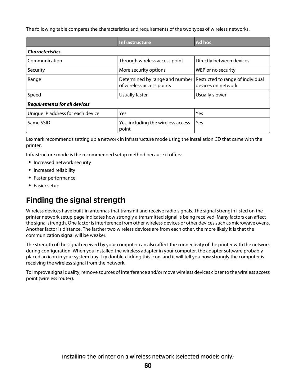 Finding the signal strength | Lexmark 5600 Series User Manual | Page 60 / 173