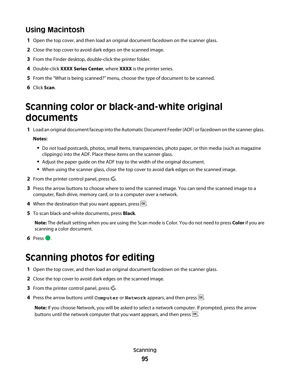 Scanning photos for editing, Using macintosh | Lexmark 5600 Series User Manual | Page 95 / 173