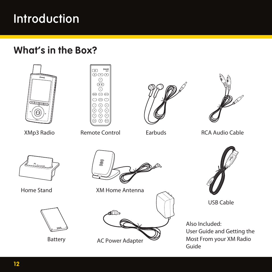 Introduction, What’s in the box | Lexmark XM MP3 GEX-XMP3 User Manual | Page 12 / 78