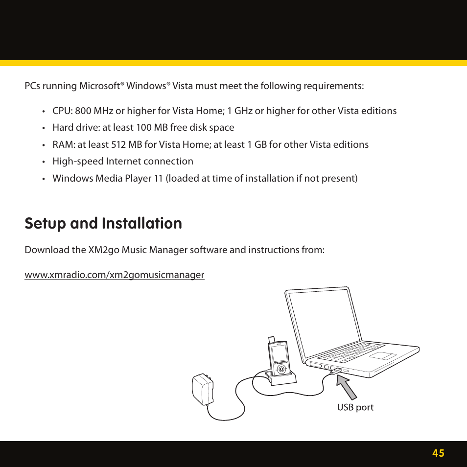 Setup and installation | Lexmark XM MP3 GEX-XMP3 User Manual | Page 45 / 78