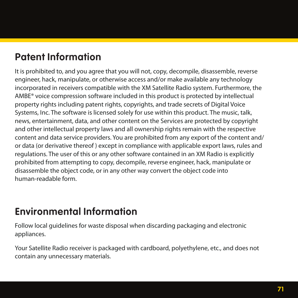 Patent information, Environmental information | Lexmark XM MP3 GEX-XMP3 User Manual | Page 71 / 78